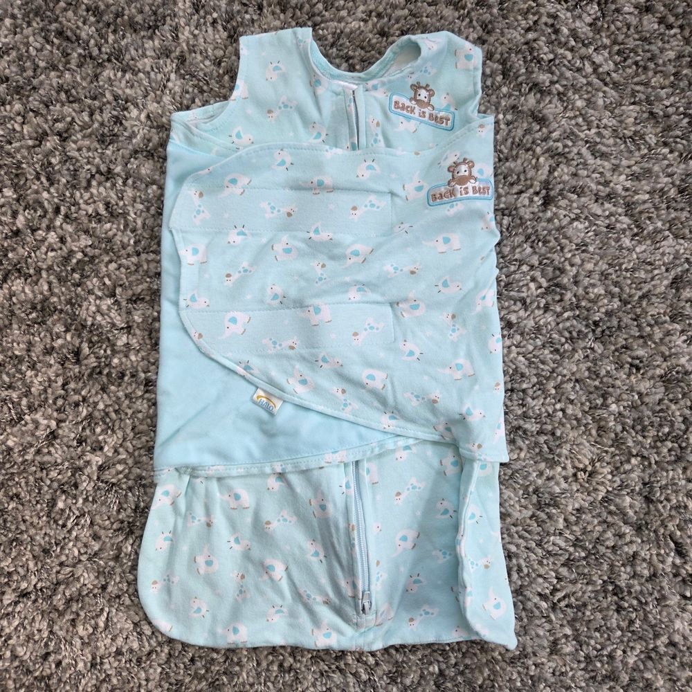 HALO SleepSack Swaddle Newborn- 3 Months Light Blue White Wearable Blanket